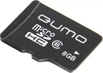 Карта памяти QUMO MicroSDHC 8GB Сlass 10 UHS-I, 3.0 с адаптером SD, черно-красная картонная упаковка