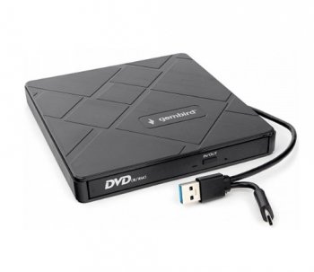 Привод DVD внешний Внешний DVD-привод со встроенным кардридером и хабом Gembird DVD-USB-04 пластик, черный