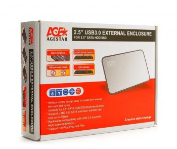 Внешний бокс HDD AgeStar 3UB2A8-6G SATA алюминий черный 2.5"