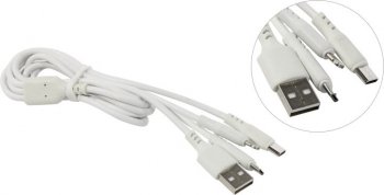 Кабель KS-is <KS-478W-1.2> USB AM --> micro-B/USB-C/Lightning 1.2м