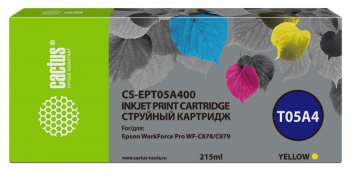 Картридж Cactus CS-EPT05A400 T05A4 желтый (215мл) для Epson WorkForce Pro WF-C878/C879