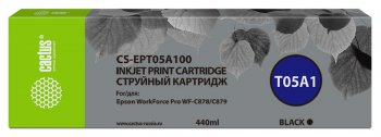 Картридж Cactus CS-EPT05A100 T05A1 черный (440мл) для Epson WorkForce Pro WF-C878/C879