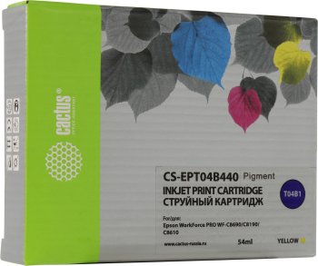 Картридж Cactus CS-EPT04B440 T04B4 желтый (54мл) для Epson WorkForce Pro WF-C8190, WF-C8690