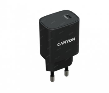 Зарядка USB-устройств CANYON <CNE-CHA20W02> USB-C (Вх. AC100-240V, Вых.DC5/9/12В, 20W, USB-C)