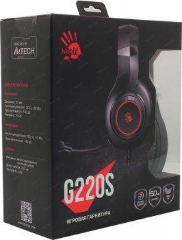 Наушники с микрофоном A4Tech Bloody G220S Black (USB, шнур 2м, с регулятором громкости)