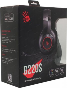 Наушники с микрофоном Bloody G220S Black (USB, шнур 2м, с регулятором громкости)