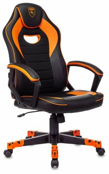 Кресло для геймера Zombie GAME 16 черный/оранжевый эко.кожа/ткань крестов. пластик