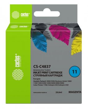Картридж Cactus CS-C4837 №11 пурпурный (29мл) для HP BIJ 1000/1100/1200/2200/2300/2600