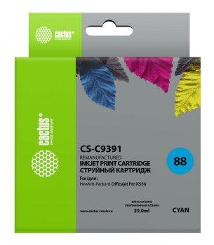 Картридж Cactus CS-C9391 №88 голубой (29мл) для HP DJ Pro K550