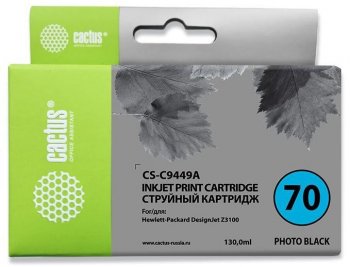 Картридж Cactus CS-C9449A №70 черный (130мл) для HP DJ Z3100