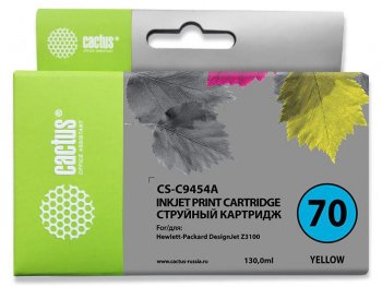 Картридж Cactus CS-C9454A №70 желтый (130мл) для HP DJ Z3100