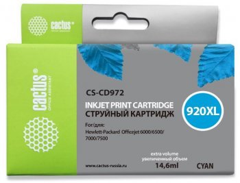 Картридж Cactus CS-CD972 №920XL синий (14.6мл) для HP DJ 6000/6500/7000/7500