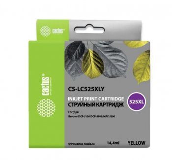 Картридж Cactus CS-LC525XLY желтый (14.4мл) для Brother DCP-J100/J105/J200