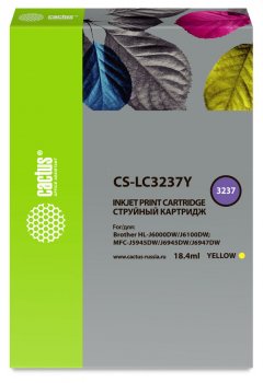 Картридж Cactus CS-LC3237Y желтый (18.4мл) для Brother HL-J6000DW/J6100DW