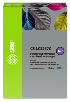 Картридж Cactus CS-LC3237C голубой (18.4мл) для Brother HL-J6000DW/J6100DW