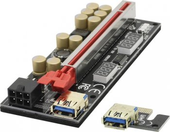 Райзер-карта <PCE164P VER016> PCI-Ex1 M --> PCI-Ex16 F (питание 6pin)
