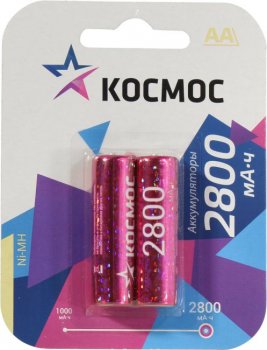 Аккумулятор Космос КОСR6NIMH2800MAH2BL (1.2V, 2800mAh) NiMH, Size "AA" <уп. 2 шт>