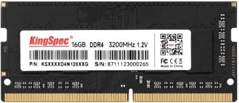 Оперативная память для ноутбуков 16GB 3200MHz Kingspec KS3200D4N12016G RTL PC4-25600 CL22 SO-DIMM 260-pin 1.2В single rank Ret
