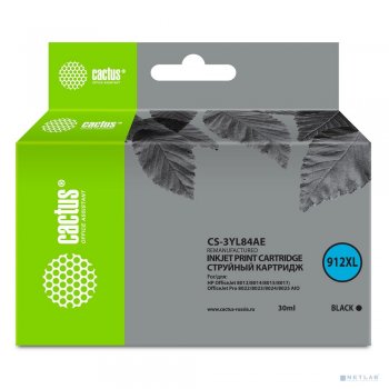 Картридж Cactus CS-3YL84AE 912XL черный (30мл) для HP OfficeJet 8012/8014/8015/8017;OfficeJet Pro 8022/8023/8024/8025 AIO