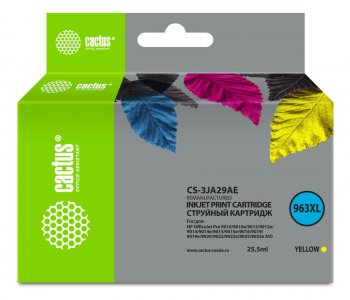 Картридж Cactus CS-3JA29AE 963XL желт.пигм. (25.5мл) для HP OfficeJet Pro 9010/9010e/9012/9014/9015/9016/9019