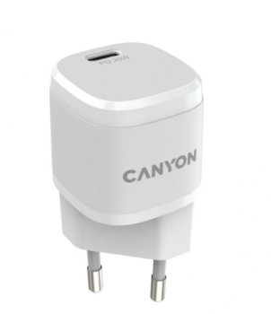 Зарядка USB-устройств CANYON <CNE-CHA20W05> USB-C (Вх. AC100-240V, Вых.DC5/9/12В,20W,USB-C)