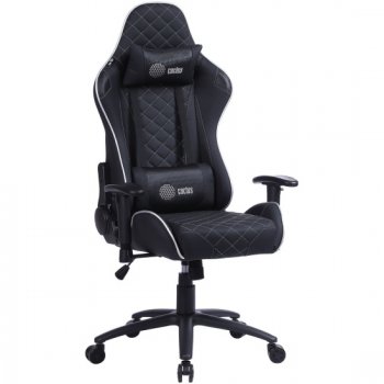 Кресло для геймера Cactus CS-CHR-030BLS черный/серебристый эко.кожа с подголов. крестов. сталь