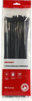 Стяжка Rexant <07-0301 Black> нейлоновая CK-300x3.6, 300 мм, уп-ка 100 шт
