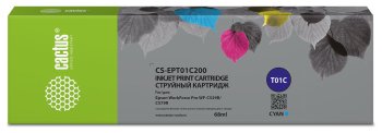 Картридж Cactus CS-EPT01C200 T01C2 голубой (68мл) для Epson WorkForce Pro WF-C529RDTW/WF-C579RD2TWF/WF-C579RDTWF Pro