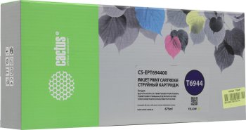 Картридж Cactus CS-EPT694400 T6944 желтый (675мл) для Epson SureColor SC-T3000/T3070/T3200/T5000/5200