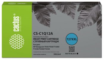 Картридж Cactus CS-C1Q12A №727 черный (300мл) для HP Designjet T920/T930/T1500/T1530