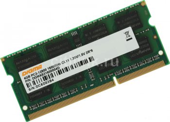 Оперативная память для ноутбуков 4Gb 1600MHz Digma DGMAS31600004D RTL PC3-12800 CL11 SO-DIMM 204-pin 1.5В dual rank