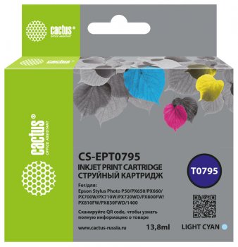 Картридж Cactus CS-EPT0795 светло-голубой (13.8мл) для Epson Stylus Photo 1400/1500/PX700/710