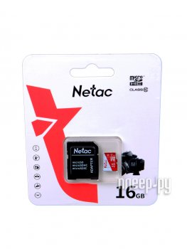 Карта памяти Netac <NT02P500ECO-016G-R> microSDHC Memory Card 16Gb UHS-I U1 Class10 + microSD-->SD Adapter