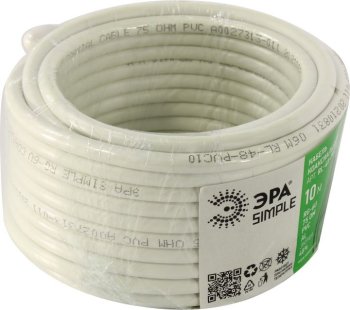 Кабель коаксиальный ЭРА <RL-48-PVC10> RG-6U, белый, бухта 10м