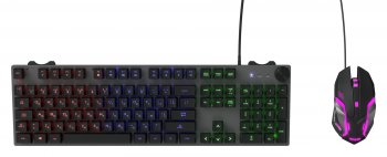 Комплект клавиатура + мышь OKLICK GMNG Keyboard & Optical Mouse <500GMK> (Кл-ра, USB+Мышь 7кн, Roll, USB+коврик) <1546797>