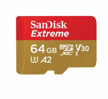 Карта памяти SanDisk Extreme <SDSQXAH-064G-GN6MN> microSDXC Memory Card 64GbUHS-I U3 V30 A2