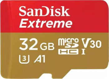 Карта памяти SanDisk Extreme <SDSQXAF-032G-GN6MN> microSDHC Memory Card 32GbUHS-I U3 V30
