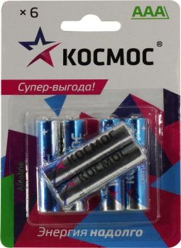 Батарейка Космос <КОСLR03BL6>, Size "AAA", 1.5V, щелочной (alkaline) <уп. 6 шт>