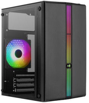 Корпус MiniTower AeroCool EVO Mini-G-BK-v1 (mATX, USB3x1, USB2x2, 120mm RGB fan, без БП) (4711099472352)