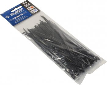 Стяжка ЗУБР Профессионал <30935-25-155> нейлоновая "Кобра", чёрные, 155 мм, уп-ка 50 шт