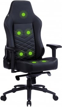 Кресло для геймера Cactus с вибромассажем черный эко.кожа с подголов. крестов. черный