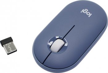 Мышь беспроводная Logitech Pebble Blue Gray Wireless Mouse <910-006655> (RTL) USB 3btn+Roll