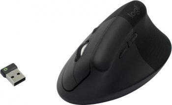 Мышь беспроводная Logitech LIFT Vertical Graphite Mouse <910-006473> (RTL) USB&Bluetooth 6btn+Roll,