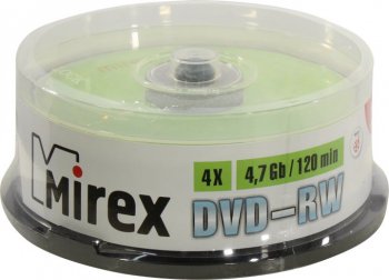 Диск DVD-RW Disc Mirex 4.7Gb 4x <уп. 25 шт> на шпинделе <202530>