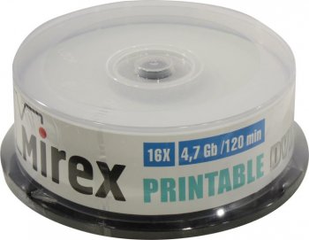 Диск DVD+R Mirex 4.7Gb 16x <уп. 25 шт> на шпинделе, printable <203421>