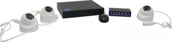 Комплект видеонаблюдения Orient <NVR+3D/4M POE> (1xLAN, 3.5"SATA, 2xUSB, HDMI, VGA + 3xCam PoE 256 x1440, f=2.8mm, микрофон, LED)