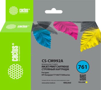 Картридж Cactus CS-CM992A №761 желтый (400мл) для HP HP DesignJet T7100/Т7200