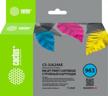 Картридж Cactus CS-3JA24AE 963 пурпурный (11мл) для HP OfficeJet 9010/9012/9013/9014