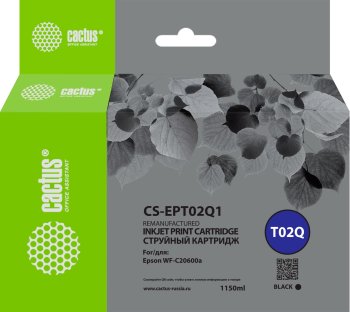 Картридж Cactus CS-EPT02Q1 T02Q черный (1084мл) для Epson WorkForce Enterprise WF-C20600D4TW