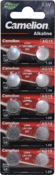 Набор батареек Camelion AG13-BP10 (LR44/LR1154/357, 1.5V) , щелочной (alkaline) <уп. 10 шт>